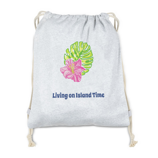 Custom Preppy Hibiscus Drawstring Backpack - Sweatshirt Fleece - Single Sided (Personalized)