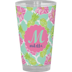 Preppy Hibiscus Pint Glass - Full Color (Personalized)
