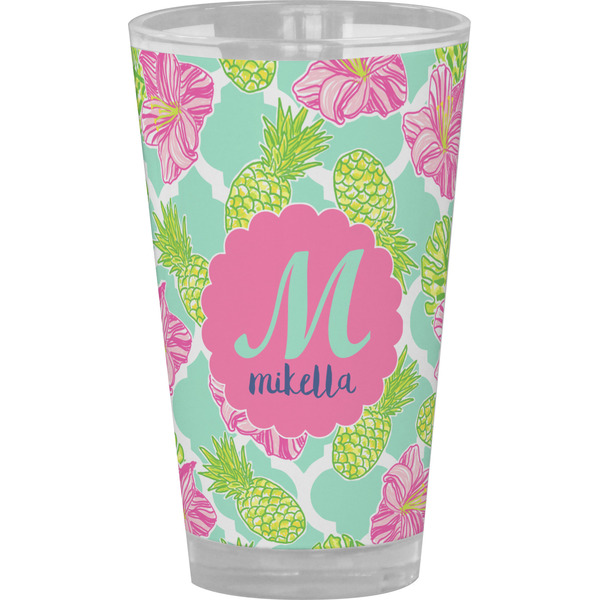 Custom Preppy Hibiscus Pint Glass - Full Color (Personalized)