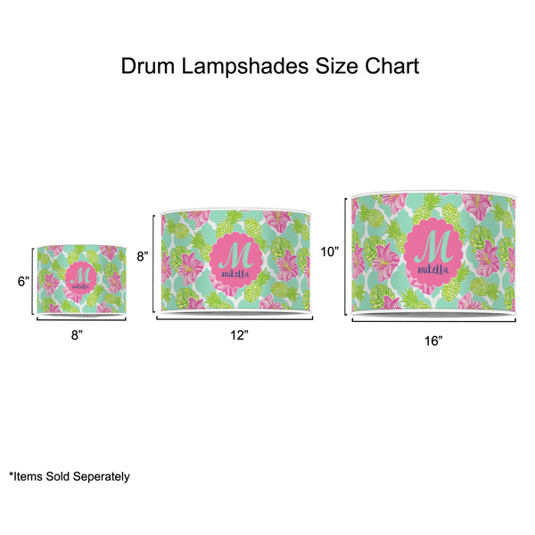 Preppy Hibiscus Drum Lampshades - Sizing Chart