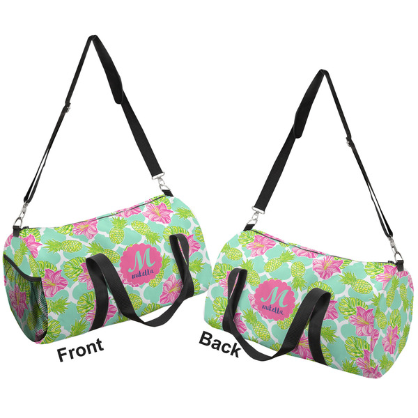 Preppy Hibiscus Duffle bag small front and back sides