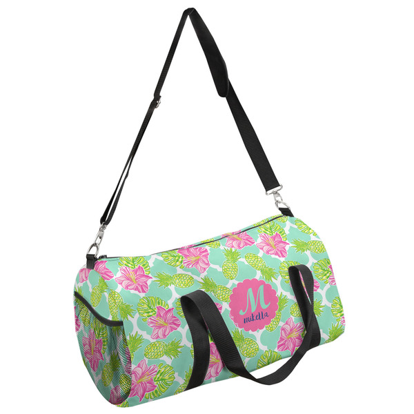 Custom Preppy Hibiscus Duffel Bag - Large (Personalized)