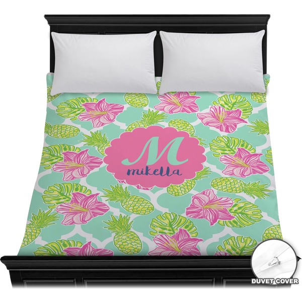Custom Preppy Hibiscus Duvet Cover - Full / Queen (Personalized)