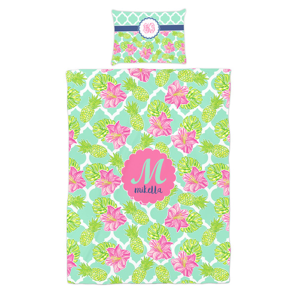 Preppy Hibiscus Duvet Cover Set - Twin - Alt Approval