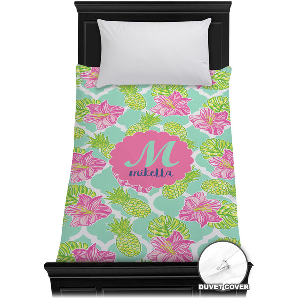 Custom Preppy Hibiscus Duvet Cover - Twin XL (Personalized)