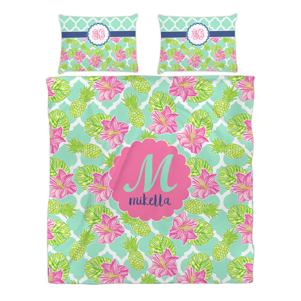 Preppy Hibiscus Duvet cover Set - Queen - Alt Approval