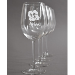 Preppy Hibiscus Wine Glasses (Set of 4) (Personalized)