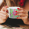 Preppy Hibiscus Espresso Cup - 6oz (Double Shot) LIFESTYLE (Woman hands cropped)