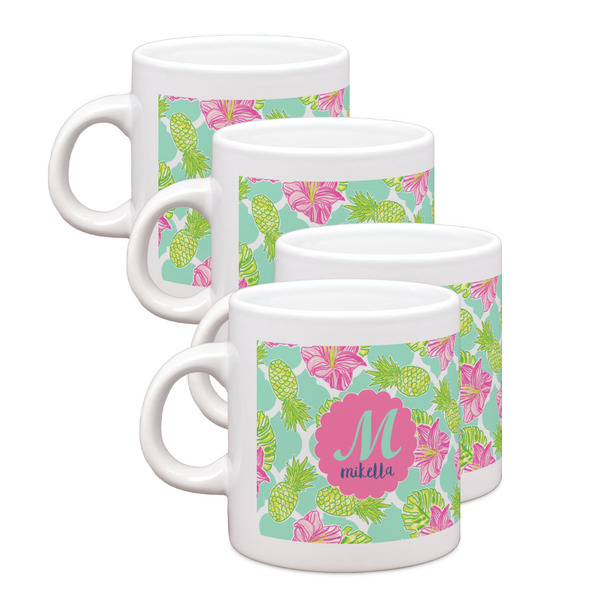 Custom Preppy Hibiscus Single Shot Espresso Cups - Set of 4 (Personalized)