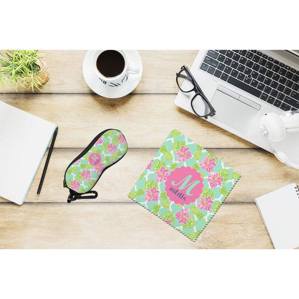 Preppy Hibiscus Eyeglass Case and Cloth Set - LIFESTYLE