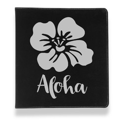 Preppy Hibiscus Leather Binder - 1" - Black (Personalized)
