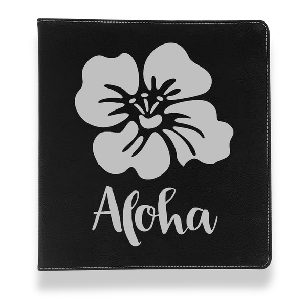 Preppy Hibiscus Leather Binder - 1" - Black - Front View