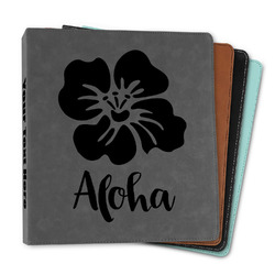 Preppy Hibiscus Leather Binder - 1" (Personalized)