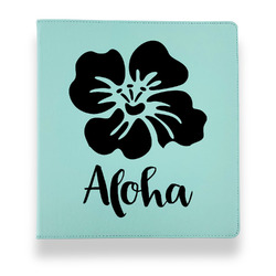 Preppy Hibiscus Leather Binder - 1" - Teal (Personalized)