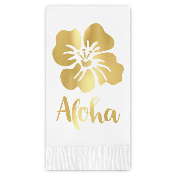 Custom Preppy Hibiscus Guest Napkins - Foil Stamped (Personalized)