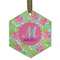 Preppy Hibiscus Frosted Glass Ornament - Hexagon