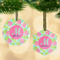 Preppy Hibiscus Frosted Glass Ornament - MAIN PARENT