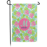 Preppy Hibiscus Small Garden Flag - Single Sided w/ Name and Initial