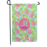 Preppy Hibiscus Small Garden Flag - Single Sided w/ Name and Initial