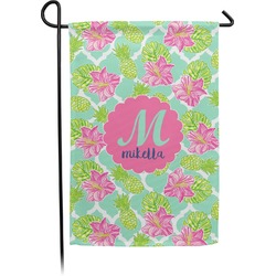Preppy Hibiscus Small Garden Flag - Double Sided w/ Name and Initial