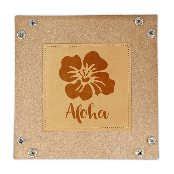 Preppy Hibiscus Genuine Leather Valet Trays - FRONT (flat)