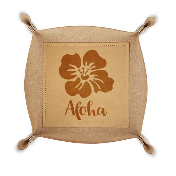 Custom Preppy Hibiscus Genuine Leather Dice Tray (Personalized)