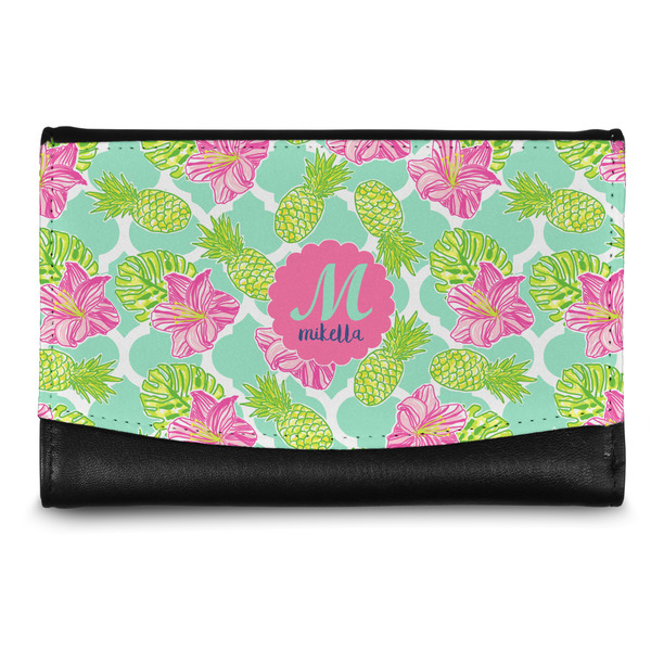 Custom Preppy Hibiscus Genuine Leather Women's Wallet - Small (Personalized)