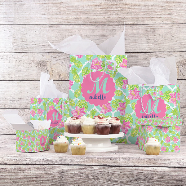 Preppy Hibiscus Gift Bags - In Context