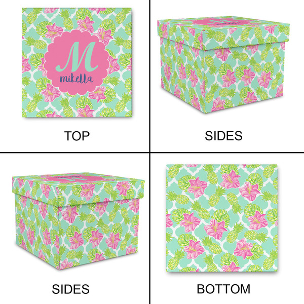 Preppy Hibiscus Gift Boxes with Lid - Canvas Wrapped - Large - Approval