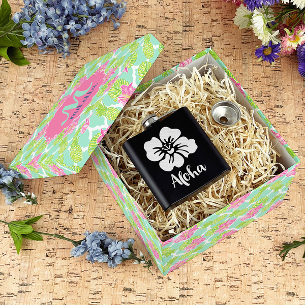 Preppy Hibiscus Gift Boxes with Lid - Canvas Wrapped - Large - In Context