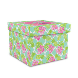 Preppy Hibiscus Gift Box with Lid - Canvas Wrapped - Medium (Personalized)