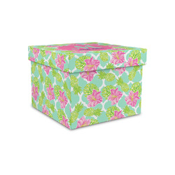 Preppy Hibiscus Gift Box with Lid - Canvas Wrapped - Small (Personalized)
