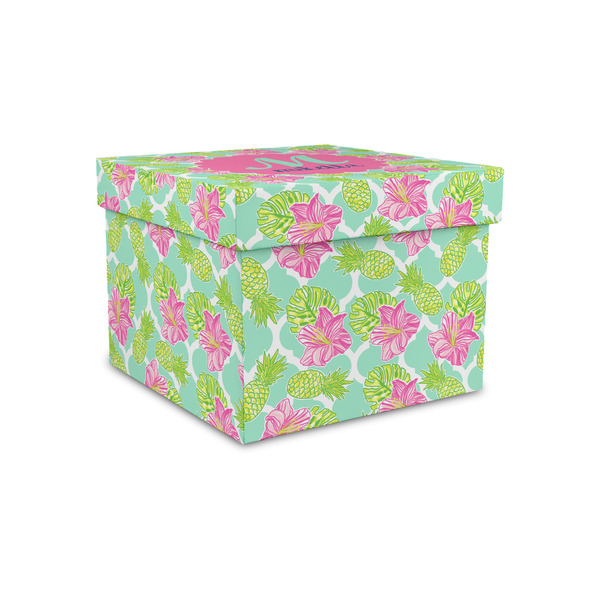 Custom Preppy Hibiscus Gift Box with Lid - Canvas Wrapped - Small (Personalized)
