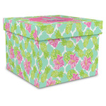 Preppy Hibiscus Gift Box with Lid - Canvas Wrapped - XX-Large (Personalized)