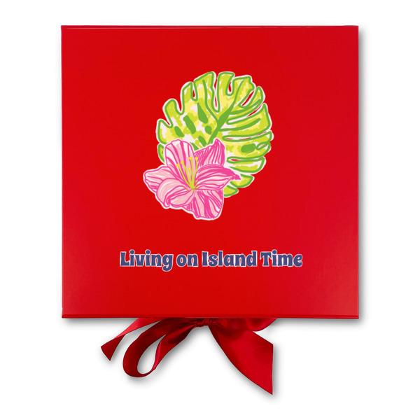 Preppy Hibiscus Gift Boxes with Magnetic Lid - Red - Approval