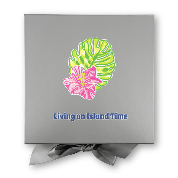 Preppy Hibiscus Gift Boxes with Magnetic Lid - Silver - Approval