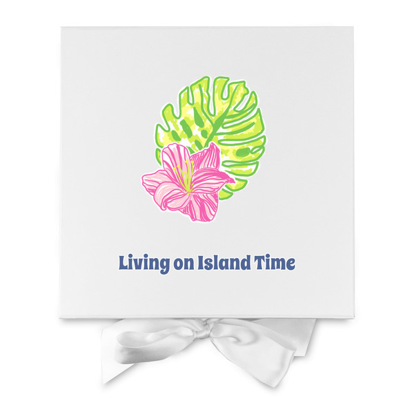 Preppy Hibiscus Gift Boxes with Magnetic Lid - White - Approval