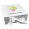 Preppy Hibiscus Gift Boxes with Magnetic Lid - White - Front
