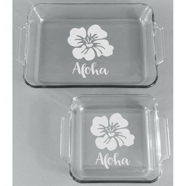 Preppy Hibiscus Glass Baking Dish Set - FRONT
