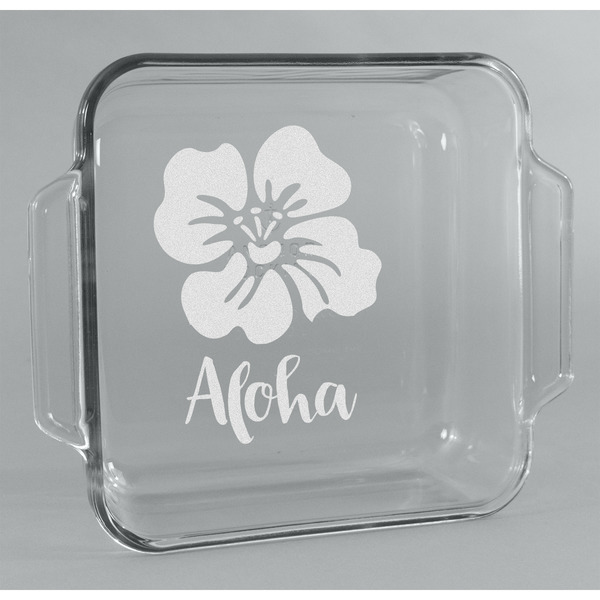 Custom Preppy Hibiscus Glass Cake Dish - 8in x 8in (Personalized)