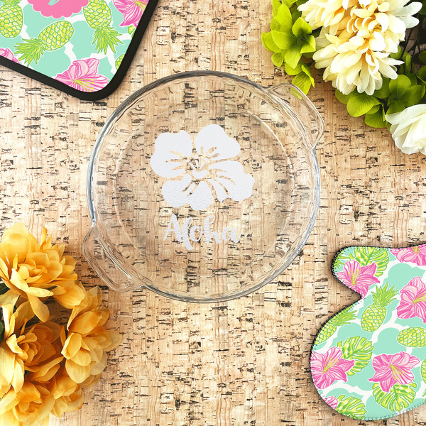 Preppy Hibiscus Glass Pie Dish - LIFESTYLE