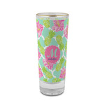 Preppy Hibiscus 2 oz Shot Glass -  Glass with Gold Rim - Set of 4 (Personalized)