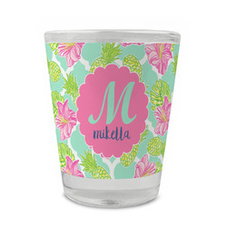 Preppy Hibiscus Glass Shot Glass - 1.5 oz - Set of 4 (Personalized)