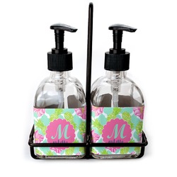 Preppy Hibiscus Glass Soap & Lotion Bottles (Personalized)