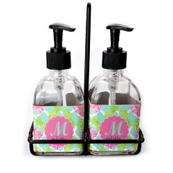 Preppy Hibiscus Glass Soap & Lotion Bottles (Personalized)