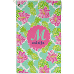 Preppy Hibiscus Golf Towel - Poly-Cotton Blend - Small w/ Name and Initial