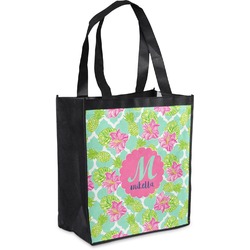 Preppy Hibiscus Grocery Bag (Personalized)