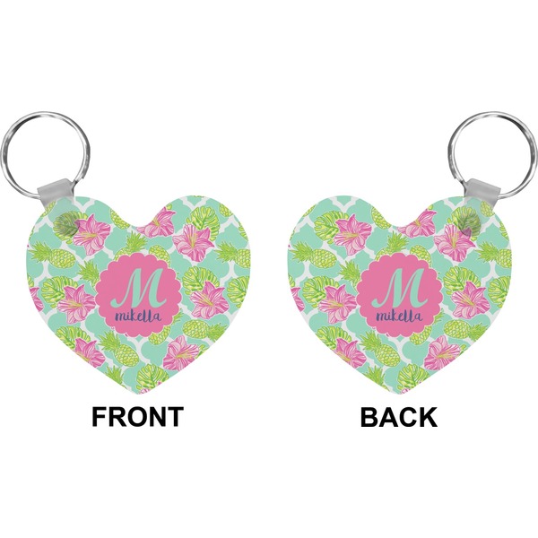 Preppy Hibiscus Heart Keychain (Front + Back)