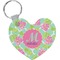 Preppy Hibiscus Heart Keychain (Personalized)