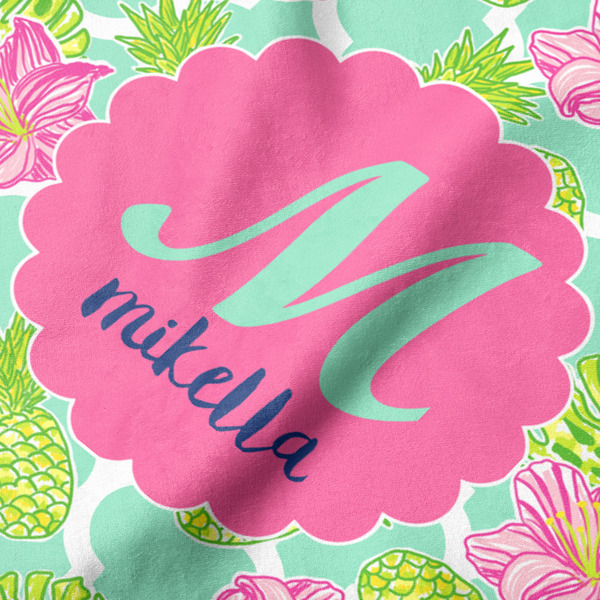 Preppy Hibiscus Hooded Baby Towel- Detail Close Up